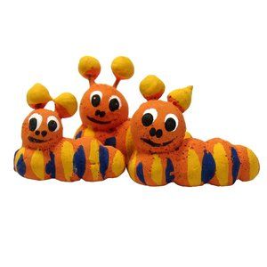 Handmade Worm Family Miniature Clay Figurines Set of 3